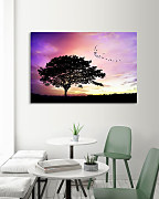 Obraz s osamelým stromom v podvečer zs1327